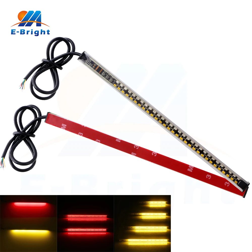 

1PCS Universal Motorcycle Flexible Tail Light Led Strip Waterproof Led Turn Brake Signal Light 60 SMD Red Indicator Lamp Amber