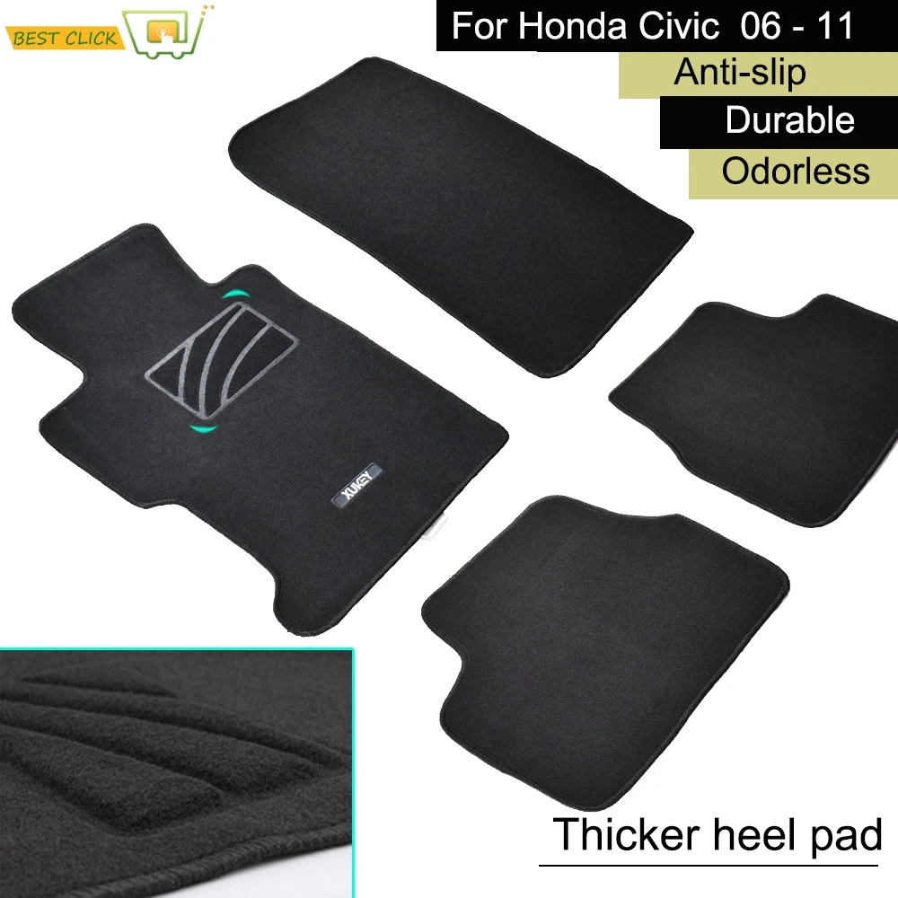Custom Floor Mat Mats For Honda Civic MK8 2006 2011 Waterproof Carpet Rug Nylon Liner Front Rear