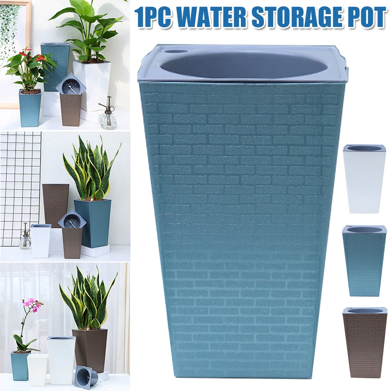 Flower Pot Plant Pot Brick Pattern Imitation Metal Plastic Square And Tall Type For Gardening Potted Plants