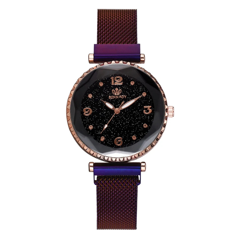 Purple 1 watch 5 шт./компл. Элитный бренд Для женщин часы Звездное небо магнит часы модная обувь с пряжкой повседневная женская обувь Наручные Часы римскими цифрами простой браслет - Цвет: Purple 1 watch