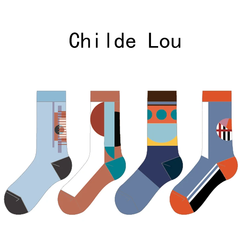 

LOUGONGZI Couple Socks Funny Creative Color Art Pattern Cotton Fashion Cute Painting Big Size Hosiery No Show Flowers Sox