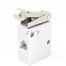 Серебряный тон 2 позиции 3 портовый ролик Пневматический воздушный механический клапан JM-07