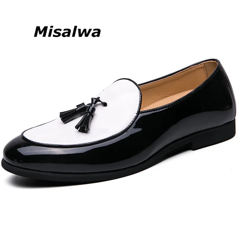 

Misalwa Size 37-48 Wholesale Dropshipping Men's Shoes PU Leather Men Flats Tassel Elegant Shoes Slip-on Gentleman Daily Loafers