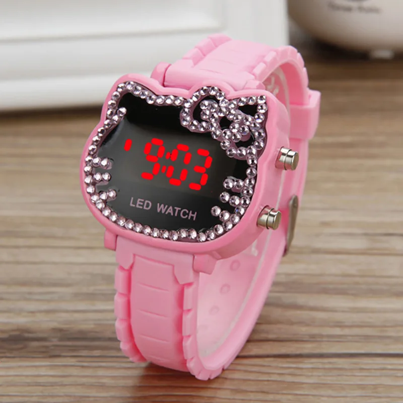 Hello Kitty Watch Kids Women Led Electronic Watches Gifts Girls Cute Children's Cartoon Sport Wrist Watch for Kids Clock afbeelding