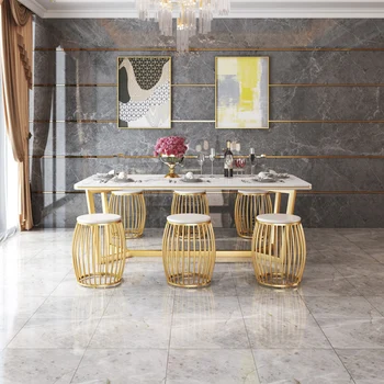 

Modern Drum Shaped Golden Dinning Chairs Nordic Dressing Table Stools Iron Chair Round Shoe Bench for Home Dining Room