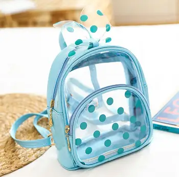 

Portable Children Transparent Backpack Polka Dot Backpacks Toddler Girls Kindergarten School Bookbag Zipper Shoulder Bag Bagpack