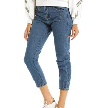 KALENMOS новые джинсы шаровары женские с высокой талией ретро рваные повседневные джинсы из денима стрейч брюки джинсы осень