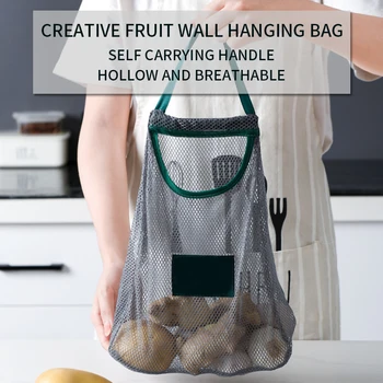 

New buy fruit and vegetable shopping storage bags, cotton mesh woven shoulder bag, home kitchen tote bag