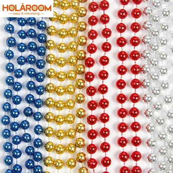 

1PCS New Christmas ornament Xmas Tree Decor 270 * 0.8cm bead string hanging jewelry bright chain Curtain Wedding Home Party Deco