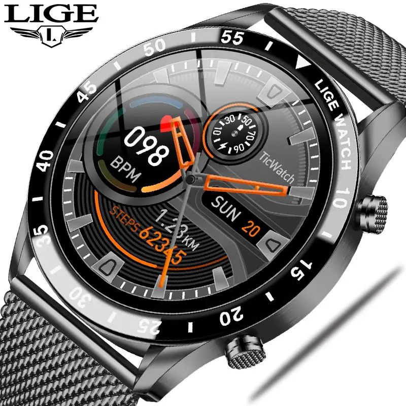 LIGE Bluetooth Call Smart Watch Men Full Touch Screen Sports Fitness Watches Waterproof For Android ios Luxury smartwatch Mens