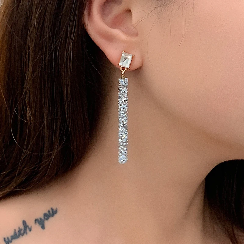 Xinwei 2019 New Fashion Arrival Crystal Classic Geometric Long Dangle Earrings For Woman Female Jewelry Korean Simple | Украшения и