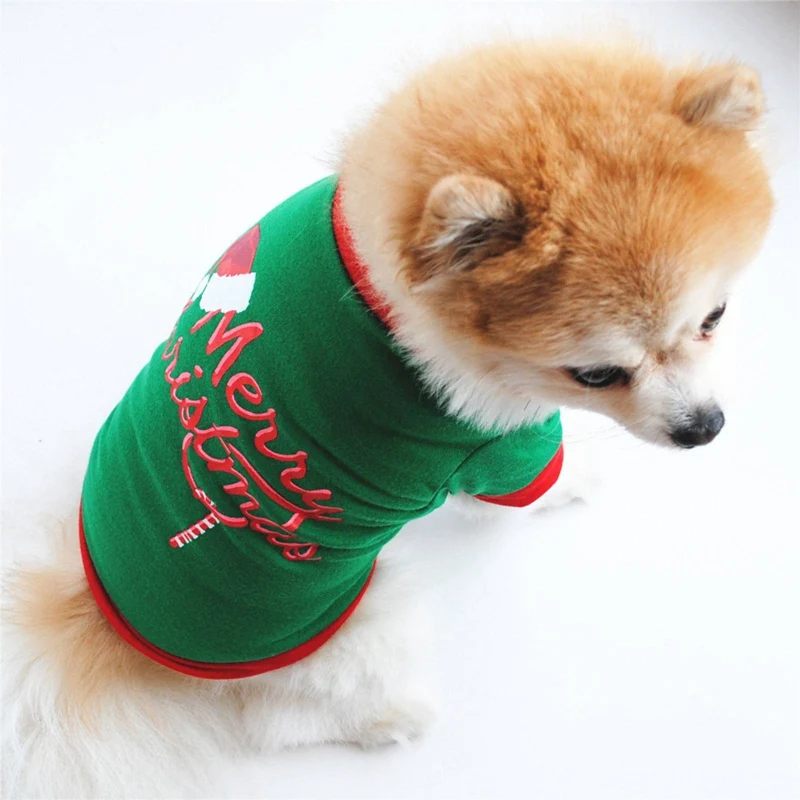 

XS-L Christmas Puppy Dog Sweater Casual Festival Costume Dog Clothing T shirt Puppy Costume Christmas Pet Santa Clothes