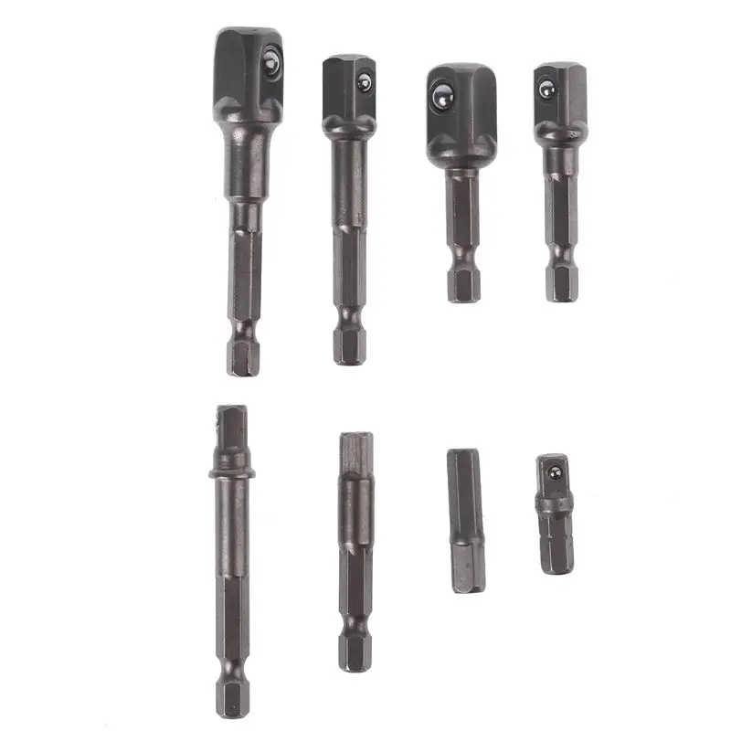 

8Pcs Socket Bit Adapter Impact Drill Bits Nut Driver 1/4\" 3/8\" 1/2\" Power Extension Bar Set