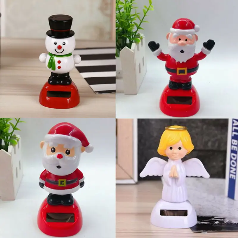 

5 Types Cute Cartoon Christmas Snowman Old Men Doll Solar Powered Dancing Toys For Table Desk Home Car Xmas Decor