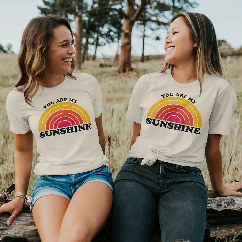 Модная повседневная женская футболка Женская Винтажная в стиле You Are My Sunshine ретро