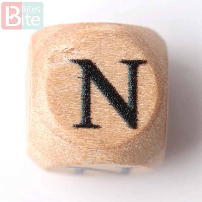 Letter N 10 шт. деревянные буквы алфавита, детский прорезыватель, сделай сам, Прорезыватель для зубов, цепочка для кормления, ожерелье, браслет, подарок для ребенка, Игрушка-прорезыватель - Цвет: Letter N