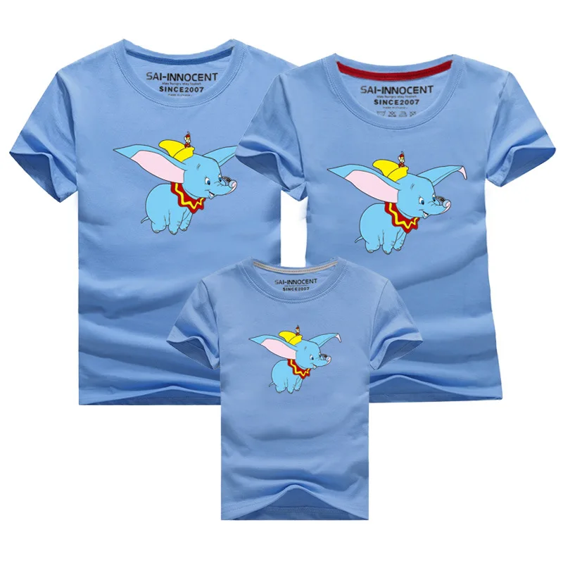 Футболки Dumbo Одинаковая одежда для семьи Одежда для мамы и меня футболка с короткими рукавами Dumbo одинаковые Комплекты Одежда для мальчиков на Рождество