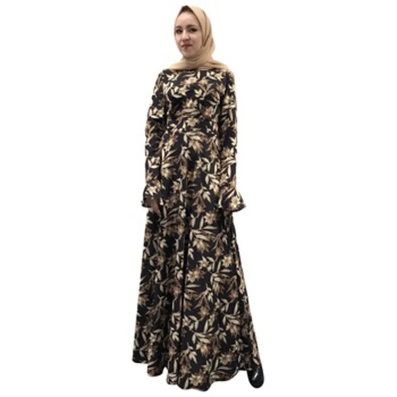 2019 мусульманское платье женское необычное abaya Дубай цветочное Макси полная