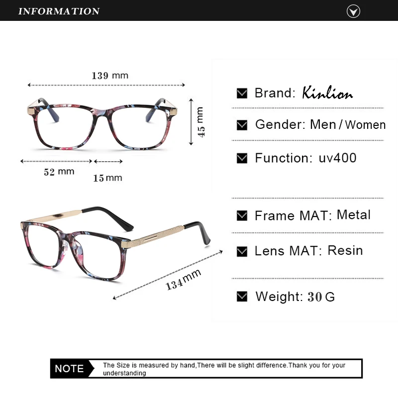 Kinlion, Ретро стиль, металлические оправы для очков, для женщин и мужчин, квадратные оптические очки, оправа для девушек, прозрачные очки по рецепту