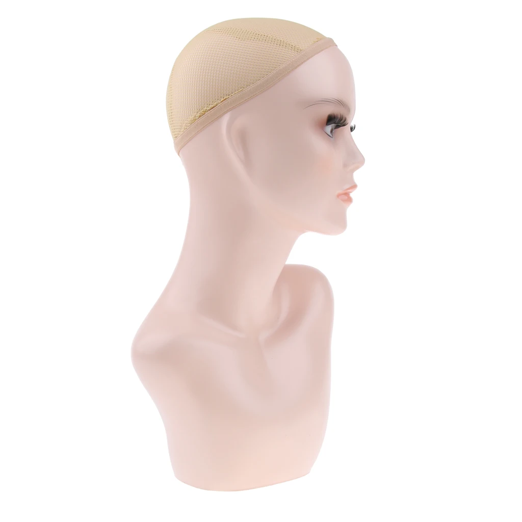 1 Piece Bald Female Mannequin Head, Scarf Hat Cap Wigs Glasses Display Model Head With Wig Net Cap, White Skin