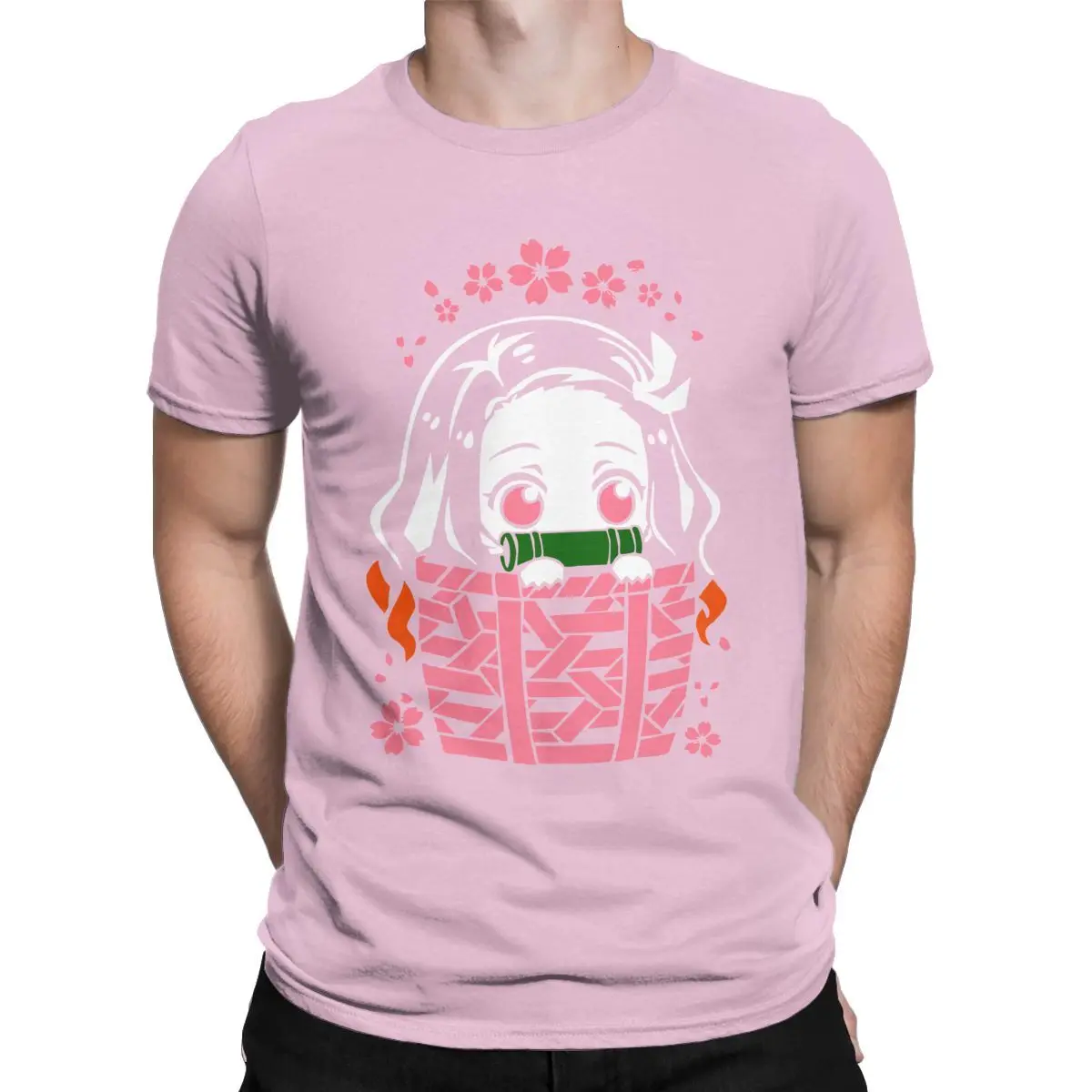 Pink One yona Nezuko, мужские футболки, хлопковая футболка, Demon Slayer Kimetsu No Yaiba Kamado Tanjirou, аниме, манга, футболка, 4XL 5XL - Цвет: Pink