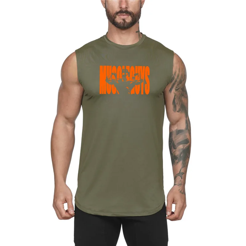

Muscleguys Gym Tank Tops Men Bodybuilding Stringer Vest Fitness Shirt Cotton Muscle Sleeveless Tops Workout Tanktop