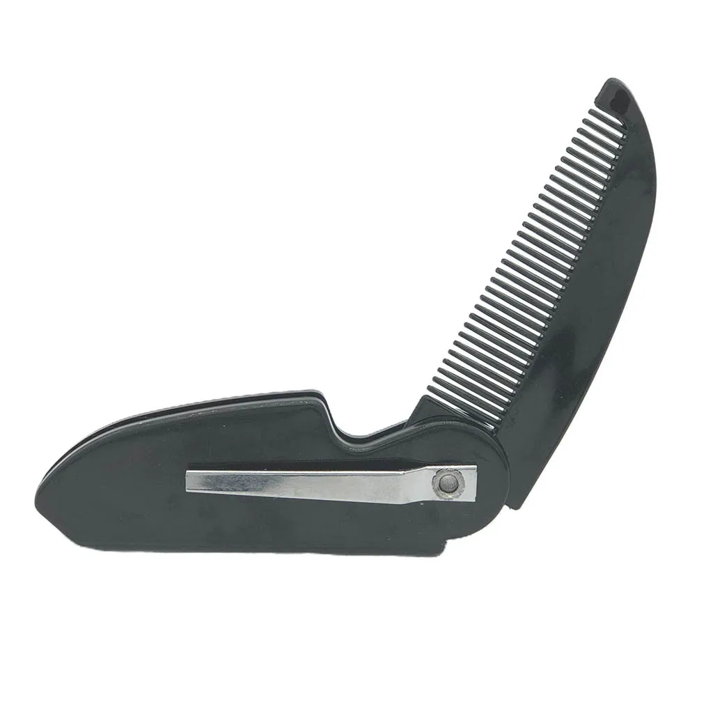Professional Handmade Portable Plastic Foldable Mustache Beard Comb Styling Tools for Pockets Wallet Anti-static Black