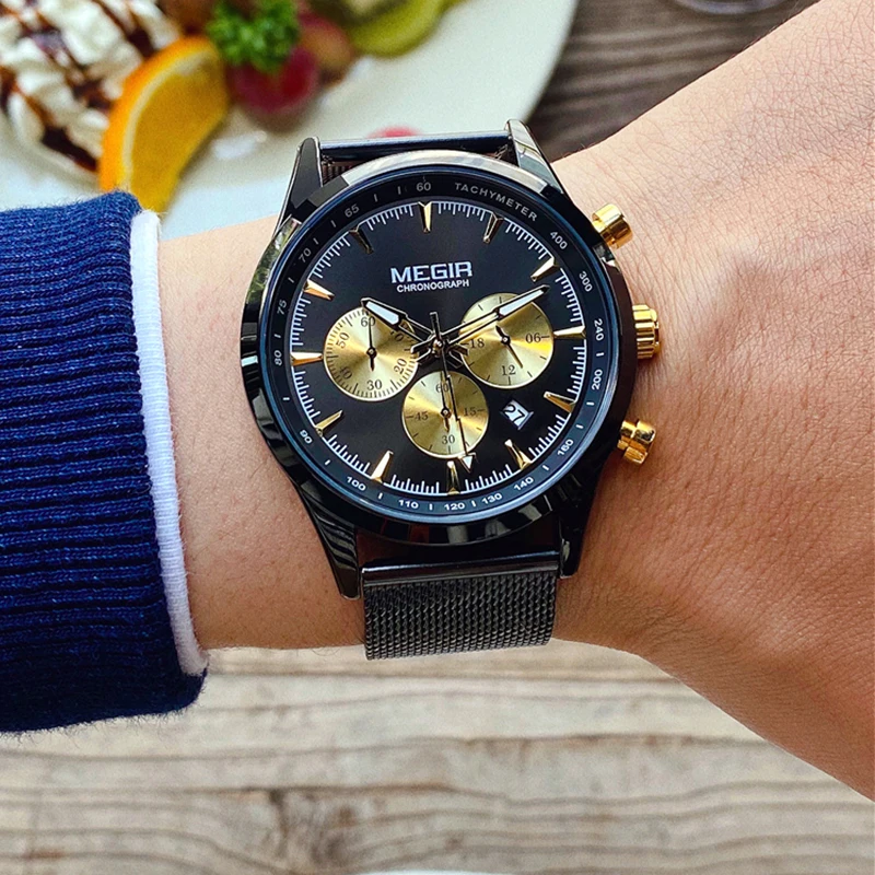 Часы наручные MEGIR Мужские кварцевые брендовые деловые водонепроницаемые