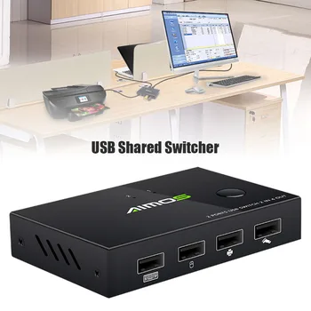 

Multi-functional Switcher 2 in 4 out USB 2.0 Peripheral Sharing Switch Durable Practical Classic 2 PCs Sharing 4 USB Devices
