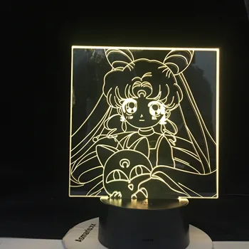

Sailor Moon Led Night Light for Girls Bedroom Decor Light Touch Sensor RgbW Colorful Nightlight Anime Characters Led Table Lamp