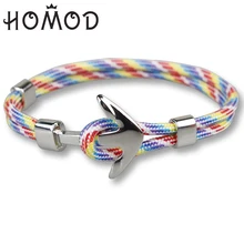 Homod Горячая пара браслетов мода сплав браслет с якорем Браслеты оплетенная полиэфирная Веревка Браслеты для женщин мужчин подарки