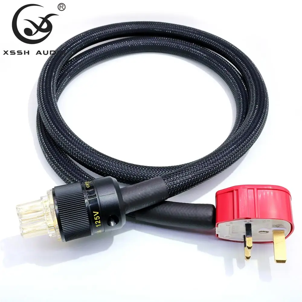 

XSSH audio Hi-End Hifi amplifier OFC Pure Copper MK UK IEC AC Female Male Gold Plated Power Plug Power Cable Cord Wire