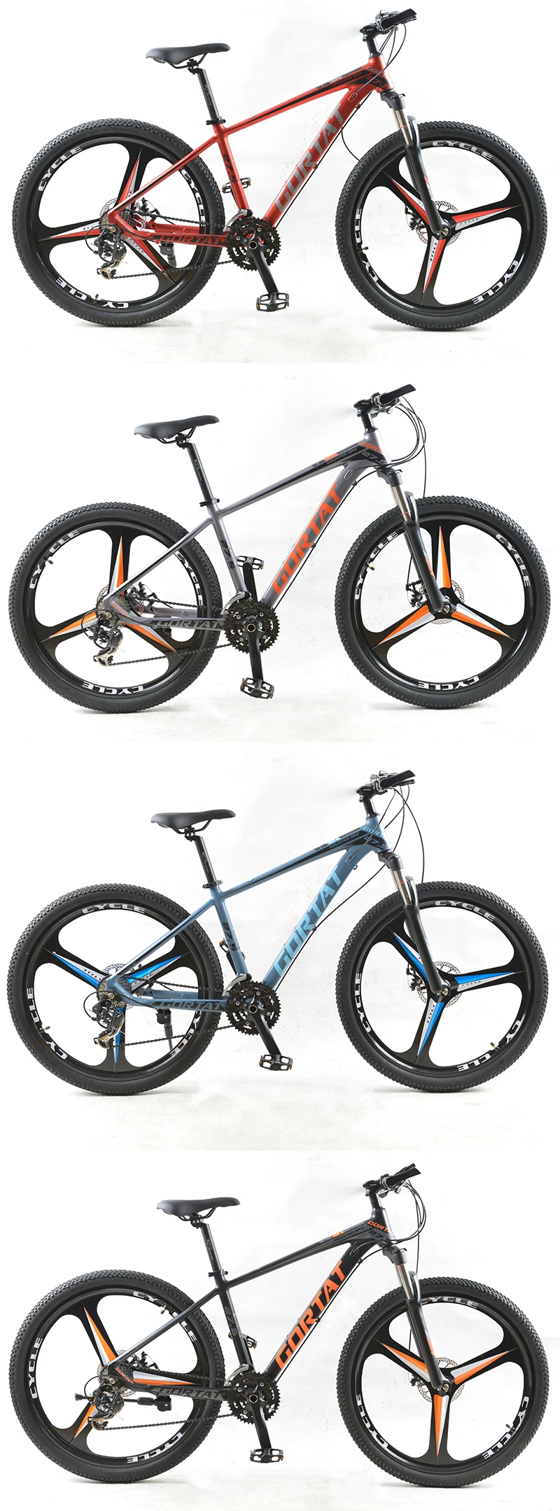 GORTAT Bicycle aluminum Mountain bike 27.5 Fat bike 24 Speed 3 cutter wheels bicycles the road bikes mtb Dual disc brakes