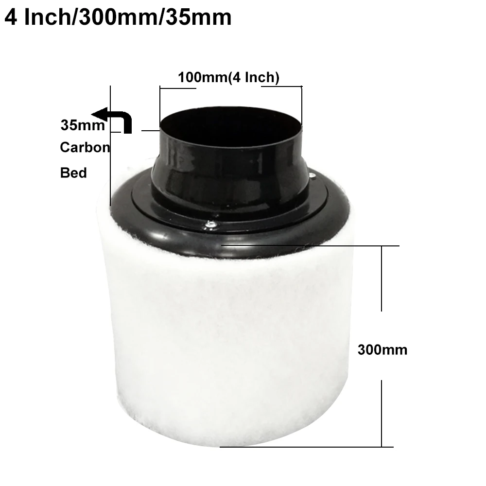 4inch 100X300X35mm Угольный фильтр светать и фильтр внутренний угольный фильтр для очистки воздуха для тент теплицы гидропоники очиститель воздуха части - Цвет: 4inch 100X300X35mm