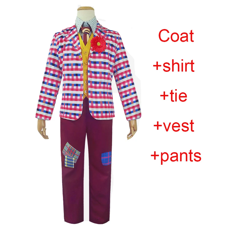 costume 2 Фильм Стивен Кинг это клоун для косплея ткань конечная пеннивайз костюм Джокер Красный Униформа Хэллоуин страшная латексная маска ужасов - Цвет: costume 2