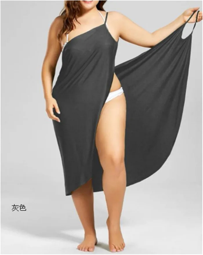 5XL Women Sexy Beach V-Neck Sling Dress 2021 Summer Towel Backless Swimwear Cover Up Wrap Robe Female Tropical Dresses Plus Size mini dress