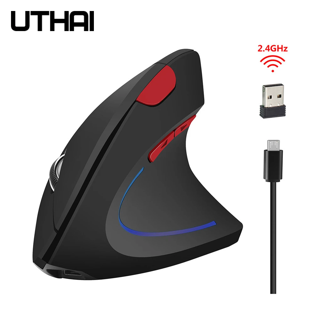 desktop mouse UTHAI DB38 New vertical wireless mouse 2.4GHz ergonomic mouse design 2400DPI can prevent mouse hand gaming mouse best gaming mouse for large hands