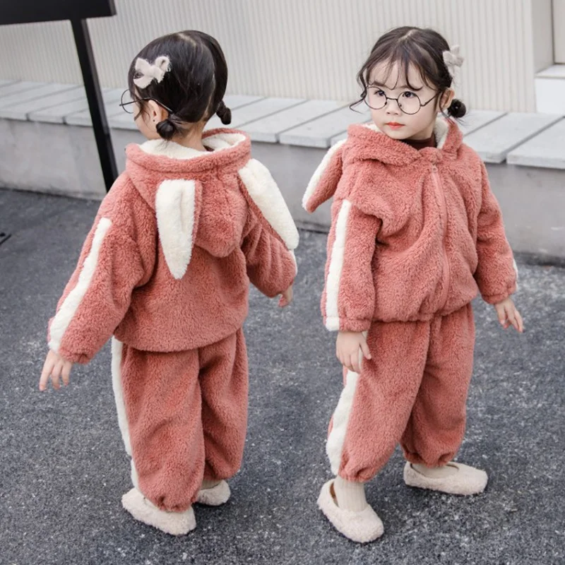 CROAL CHERIE Fashion Fleece Kids Boys Girls Clothes Sets Autumn Winter Baby Clothes Children's Clothing Sets Velvet Coat + Pants (8)