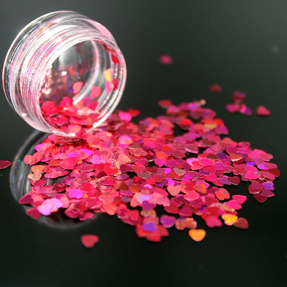 Сексуальный DIY красочный сердце ультратонкий лак для ногтей с блестками красный