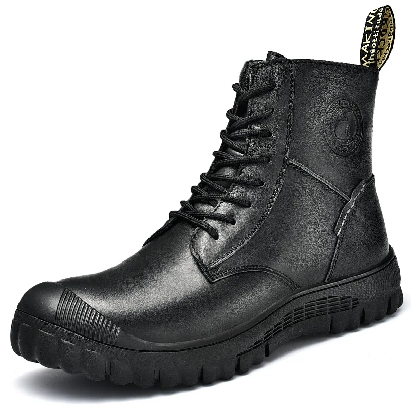 

Autumn & Winter New Style MEN'S Leather Shoes plus Velvet Warm Hight-top Martin Boots Casual Comfortable MEN'S Leather Boots