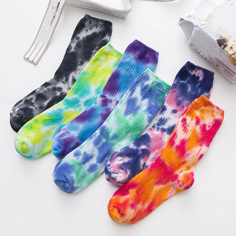

2019 High-Quality Cotton Skate Socks Men Women Sock Knee-high Funny Cycling Running Hiking Tie Dye Sox