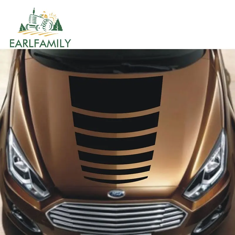 EARLFAMILY, 70 см x 53 см, автомобильные наклейки, гоночные, спортивные, в полоску, с графическим капюшоном, наклейка на передний мотор, виниловые наклейки для автомобиля, комплект наклеек