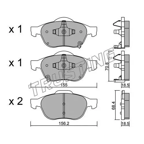 К-т торм. колодок Fr TO Avensis 00-03 TRUSTING 464.0