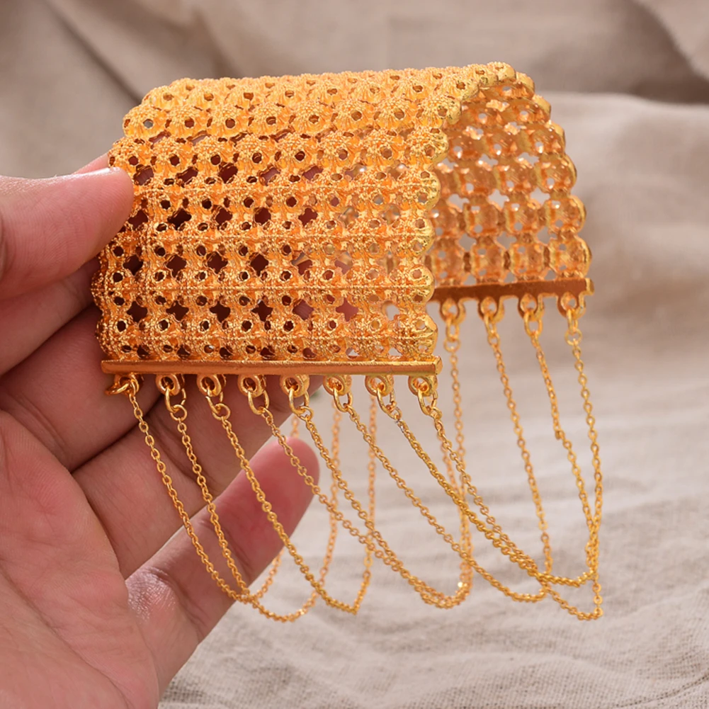 Dubai Luxury 24k Gold Color Bangles For Women Anniversary Wedding