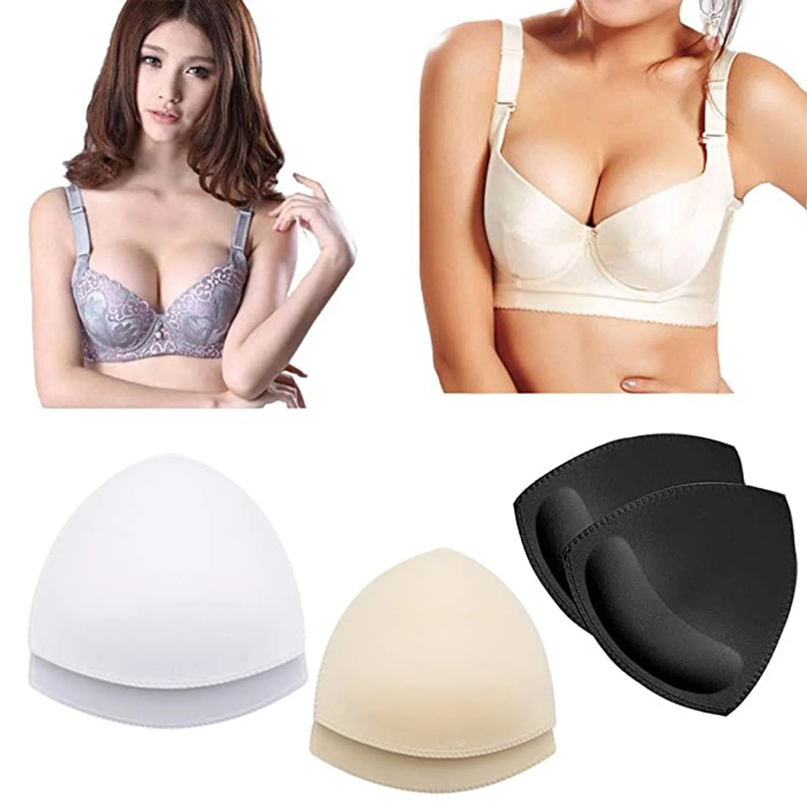 3pairs Removable Sports Bra Pads Sexy Women's Sponge Push Up Bra Pads