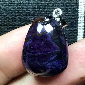 

Top Natural Royal Purple Sugilite Necklace Pendant For Women Man Crystal 20x16x7mm Beads Silver Anticancer Stone Jewelry AAAAA
