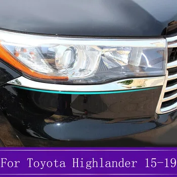 

For Toyota Highlander 2015-2019 ABS Chrome Headlight Eyebrow Trim Front Lights Lamp Garnish Strips Car Exterior Accessories