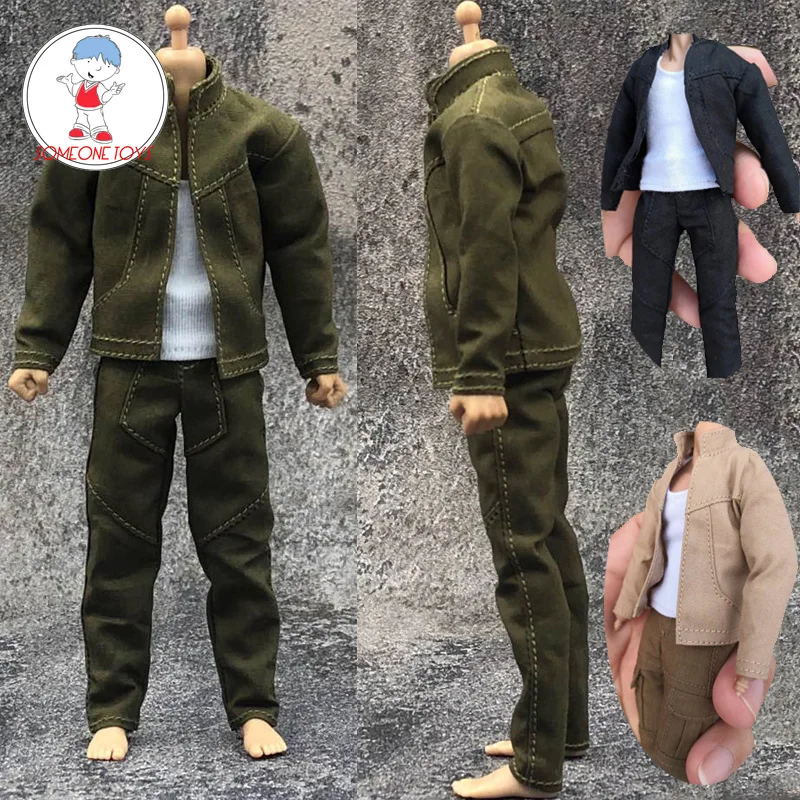 1/12 Scale 3 colors Male soldier Casual green jacket trousers clothes