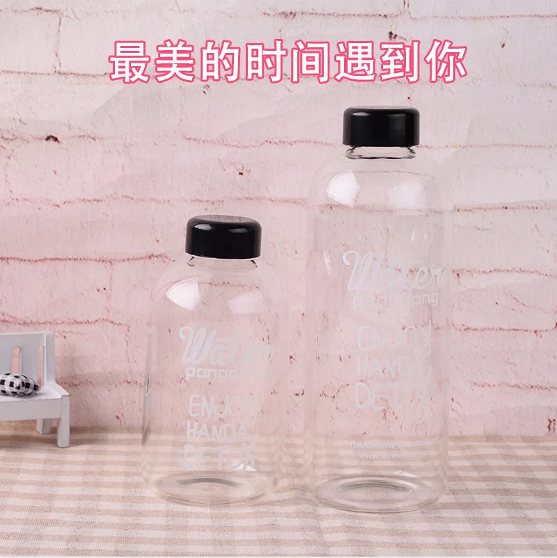 Glass transparent water cup flower teacup water bottle cute glass bottle waters plastic water bottle Brief Thermal Insulation