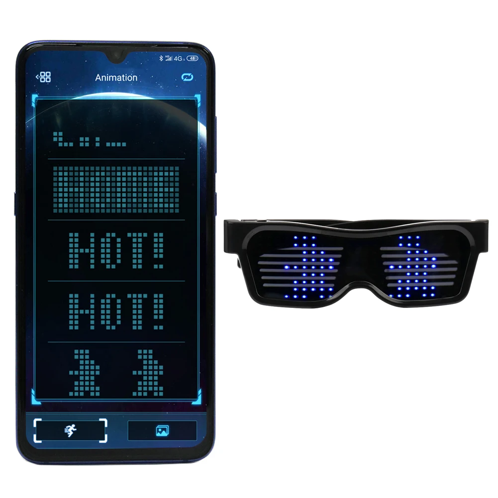 Новые DIY приложение управления многоязычные быстрая вспышка светодиодные вечерние светящиеся очки USB зарядка рождественское освещение концертов игрушки Светящиеся солнцезащитные очки